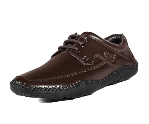 Image of LOUIS STITCH Genuine Leather Formal Shoes for Men | Ultra Lightweight and Flexible Rubber Sole Men's Formal Derby Shoes | Formal Lace Up Derby Shoes for Men | LSAXPL |