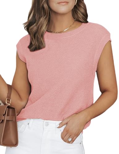 Image of CiCiBird Women Summer Cap Sleeve Sweaters Knit Crew Neck Pullover Tank Tops 2025 Casual Trendy Shirt