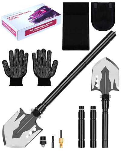 AOFUXTI Pala plegable pequeña para camping, pala plegable esencial para kit de supervivencia, herramienta táctica multifuncional para zanjar y zanjas, equipo de excavación, pala de emergencia para