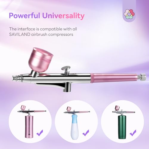 Image of SAVILAND Advanced Airbrush Gun: Zero Downtime Flawless Design Airbrush Kit Portable Airbrush Accessories 0.3mm Needles Nail AirBrush Machine for Painting Cake Decorating Barber Model Makeup Nail Art