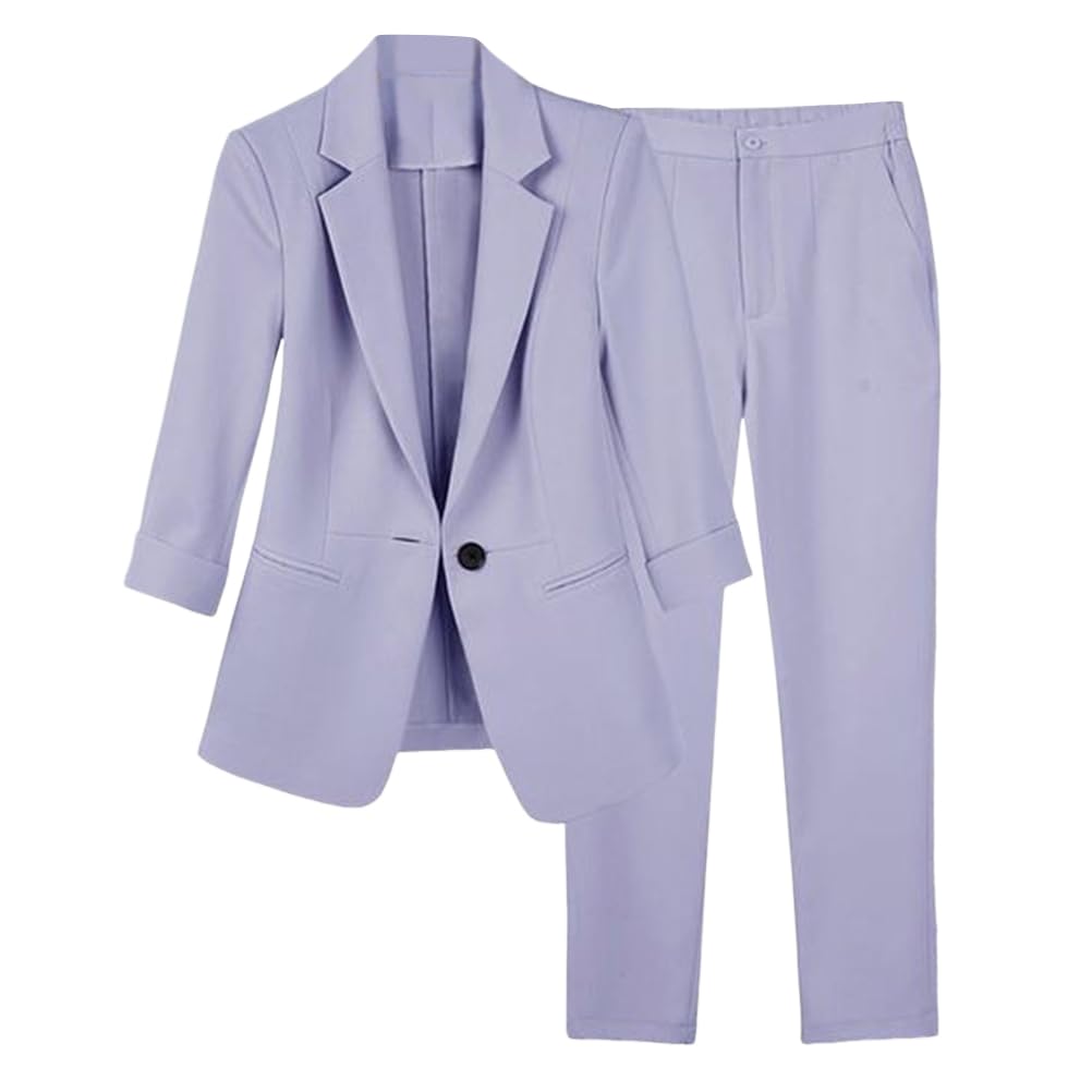 shownicer Tailleur Donna Pantalone Curvy Completi Pantaloni e Giacca Tuta Slim Fit Completo da Cerimonia Ufficio e Lavoro Blazer Due Pezzi Set