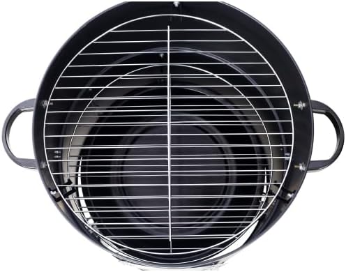 LuckyNote 17 Inch Steel Charcoal Smoker, Heavy Duty Round BBQ Grill for Outdoor Cooking, Black