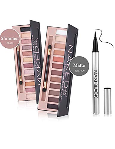 Cosprof 12 Colors Professional Eyeshadow Pallete Face Matte & Shimmer Makeup Eye shadow Palette Nudes Warm Natural Neutral Smoky Cosmetic Eye Shadows (Shimmer+Matte)