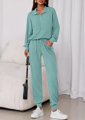PRETTYGARDEN Women's Fall 2 Piece Lounge Sets Zip Up Sweatshirt Jogger Pants Sweat Track Suits Travel Outfit Winter Clothing