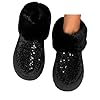 Women's Platform Slip On Boots Sequin Snow Boots Fuzzy Slippers Winter Warm Slip-resistant Shoes Indoor Outdoor