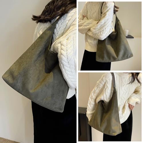 Image of Suede Bag for Women New Suede Tote Bags for Women Retro Slouchy Bag Brown Shoulder Bag Hobo Handbag