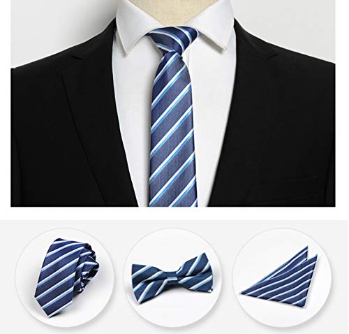Set clásico de corbata de moño roja a rayas para hombres miniatura 3