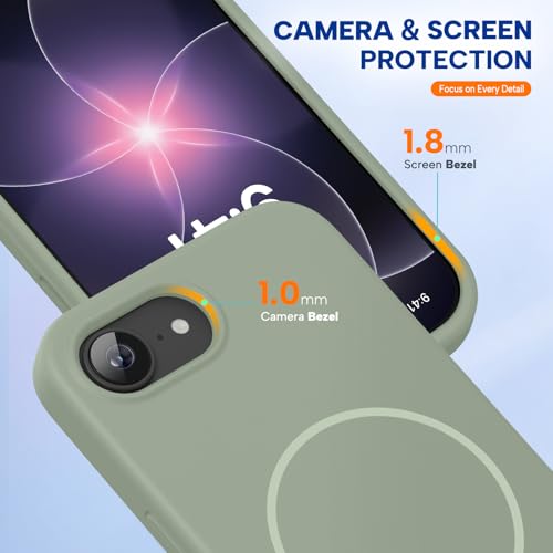 Image of Miracase Magnetic for iPhone 17e Case & iPhone 16e Case, [Soft Anti-Scratch Microfiber Lining], Compatible with MagSafe, Silicone Shockproof Drop Protection Phone Case for iPhone 17e /16e, Patina Green