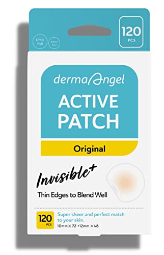 DermaAngel Ultra Invisible Acne Patches For Face For Cystic Acne Treatment, Acne Patches For Cystic Acne, Hydrocolloid Patches, Zit Patches, Acne Stickers - Day & Night Use - UPGRADED (Acne Specialist-120 Count -2 Sizes)
