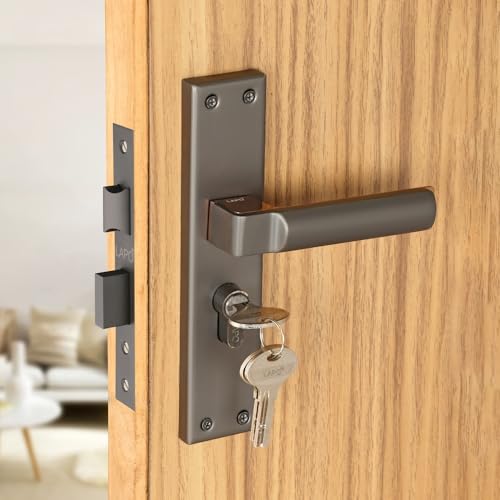 Image of LAPO Heavy Duty Door Lock for Daily Use | 45x45mm Lock Body | 60mm Cylinder | Fits 30-50mm Doors | Reversible Fit | 3 Brass Keys | Smooth Operation | Black Rose Gold Finish | 3 Years Warranty | CY-307