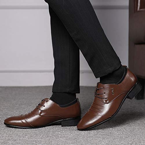 Shoes Suit Shoe Casual Shoes Male Wedding Lace Leather Men Comfortable Business Men's Leather Shoes Fashion Shoes (Brown, 46)3