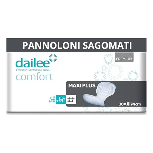 Dailee Comfort Maxi Plus - 120x Pannoloni Sagomati per Anziani - Pannolone Rettangolare, Assorbente Incontinenza 9 Gocce - Comodi, Protettivi e Delicati