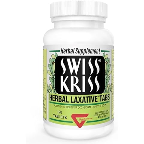 Swiss Kriss Herbal Laxative Tablets, Gentle & Natural Laxatives for Constipation Relief for Adults & Children Over Age 6, Works in 6-12 Hours, Senna Laxative, 120 Tablets Total Cover