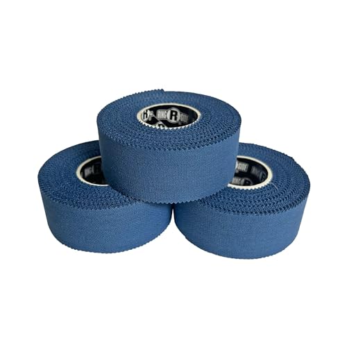 Image of Ringside 1 inch Athletic Trainers Tape, Cotton Kinesiology Tape for Combat Sports, Adhesive, 30 Foot Rolls, Blue, 3 Pack