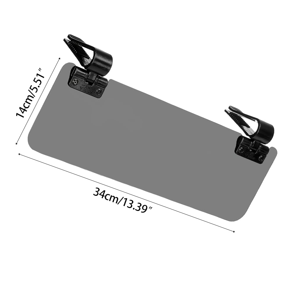 Estensore per parasole per auto, 2 in 1, antiriflesso, doppia clip, 180°, protezione dai raggi UV, per auto, SUV, furgoni, camion, sedile anteriore conducente o passeggero