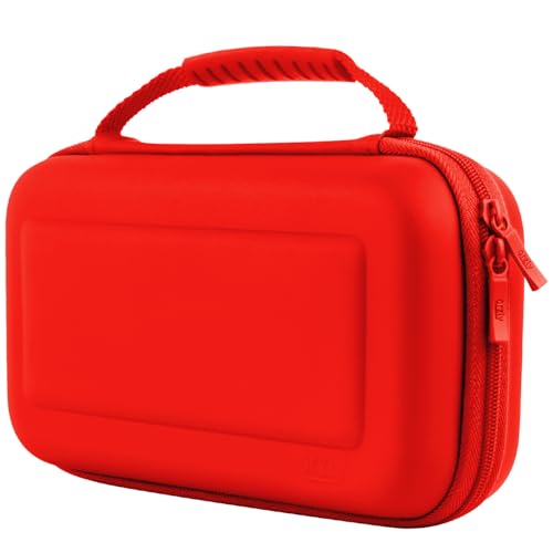 Image of Orzly Carrying case for Switch OLED and Switch Console - Red Protective Hard Portable Travel case Shell Pouch for Switch Console & Accessories