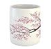Ambesonne Japanese Mug, Branch of a Flourishing Sakura Tree Flowers Cherry Blossoms Spring Theme Art, Printed Ceramic Coffee Mug Water Tea Drinks Cup, Pink Dark Brown