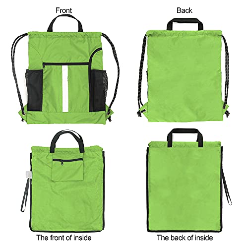 Image of BeeGreen Cinch Bag Backpack String Gym Sackpack with Shoe Compartment and Two Side Mesh Pockets Large Lightweight Portable Sport Drawstring Sack