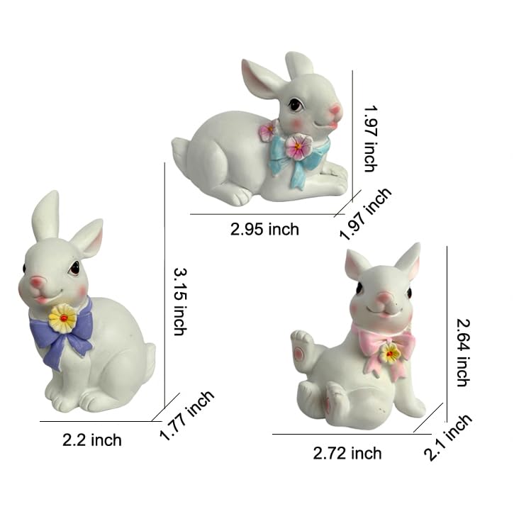 Estatua de Conejo de Pascua realista de resina pintada a mano miniatura 2