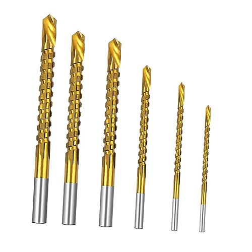 NULYLU Saw Drill Bit 6pcs Serrated Grooving Spiral Drill Bit Set High-Speed Steel Woodworking Tool