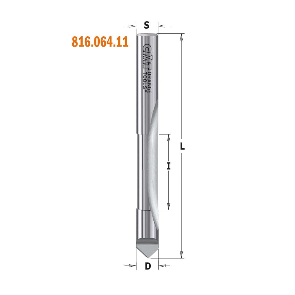 CMT 816.095.11 - Fresa para agujerear y refundir hm s=6.35 d=9.53x25.4 z2