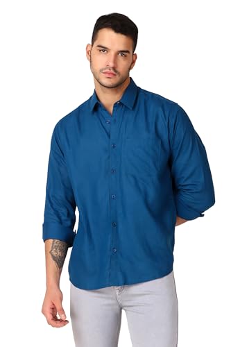 Image of Patrinus Pure Linen Mandarin Collar Full Sleeve Shirt