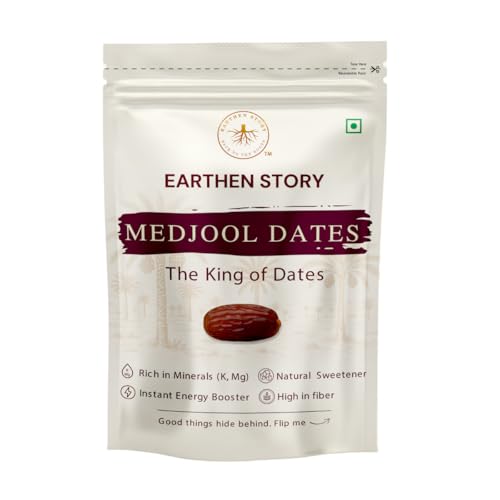 Image of Earthen Story Jumbo Medjool Dates 500g | No Added Sugar or Preservatives | Rich in Fiber & Potassium | Healthy Snack | Natural, Soft Khajoor | Gluten Free Khajur