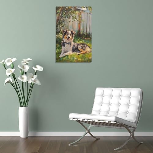 Toile moderne berger australien de qualité supérieure 50 x 75 cm