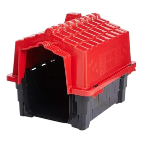 Casinha De Cachorro Plástica Pequeno e Medio Porte Casa Para Pet, Desmontável Resistente Com Proteção UV, saídas de ar, Tamanhos N1. N2. N3. (Vermelho, N.2)