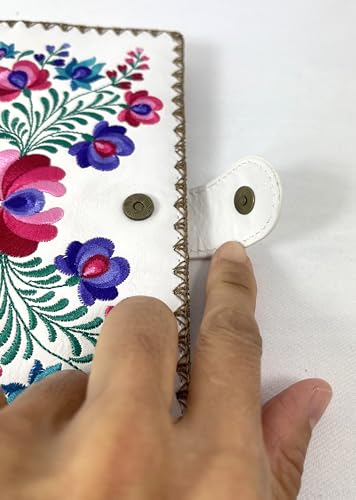 Hungarian Flowers Folk Art Embroidered Bi-Fold Wallet, Beautiful floral Folk Art Flat Large Wallet, Hungarian Folk Art Embroidery Wallet Gift (Bi-fold Flat, Brown)4