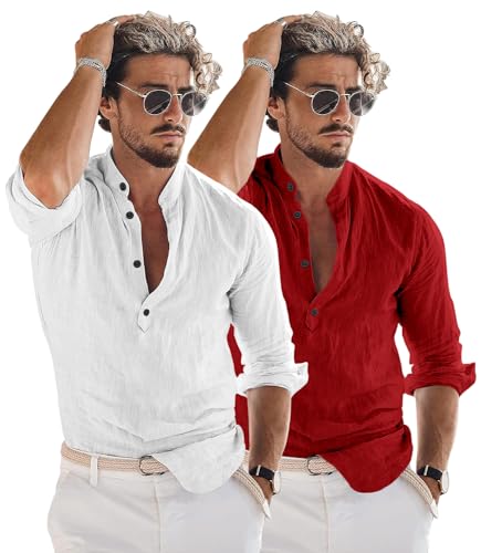Image of Combo of Men Solid Cotton Blend Straight Kurta Shirt Pack of 2