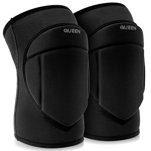 Queen Wear Volleyball Knee Pads for Men and Women – Perfect Protection for Indoor Sports, Ballet, Modern Dance – Sleek Black 4Pro (XXL)
