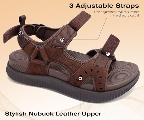 Image of KuaiLu Mens Hiking Sandals with Orthopedic Arch Support Footbed | Sport Recovery Athletic Walking Sandals For Man Outdoor Summer Casual Thick Cushion Beach Water Fisherman Sandal Size 7-15