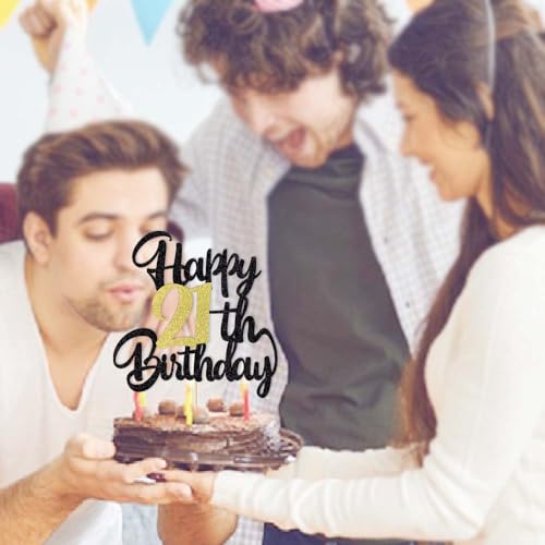 Image of 21st Happy birthday cake topper party decoration gift plugin | Cheers to 21 Years,21 & Fabulous /Hello 21st Legend since Awesome since2005 Straight Outta Party Decoration Gift Plugin
