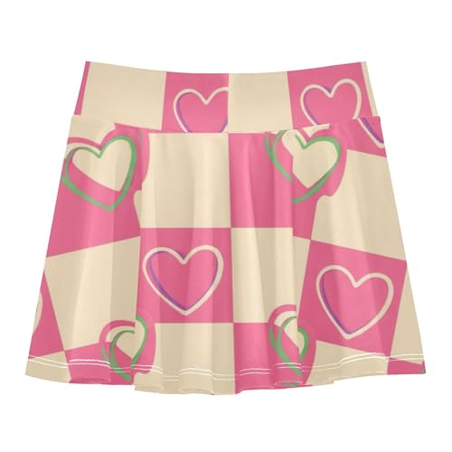 Joisal Checkerboard Pink Cream Athletic Shorts Girls Skorts Tennis Skirts Kids Personalized Little Girl 3t2