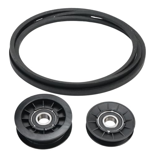Image of GX20286 GX20287 GX20006 Transmission Drive Belt Pulley Repair Kit for Jo-hn De-ere L100 L110 L120 L130 L107 GX20287 AM103019 AM32672 Troy-Bilt Idler Pulley and Drive Belt Kit Replaces 1760097 690409