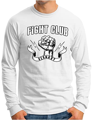 T-shirt de combat homme OM3 Fight Club manches longues MMA boxe blanche taille 4XL