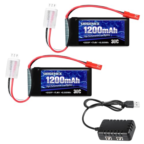 URGENEX 7.4V Lipo Battery with JST Plug 2S 30C(Burst 60C)...