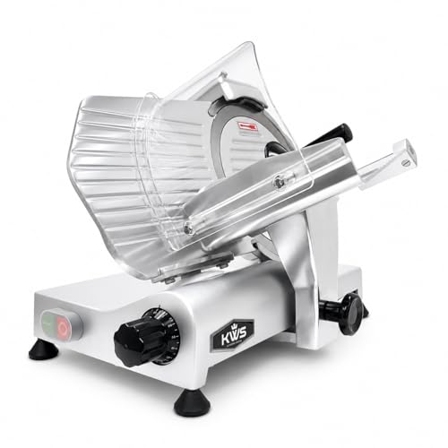 Image of 10 inch Electric Meat Slicer with Bread Slicing Attachment, Food & Deli Slicer | Stainless Steel Blade, 320W Motor for Meat, Cheese, Bread & Semi-Frozen Meat, Commercial and Home Use ETL NSF Certified