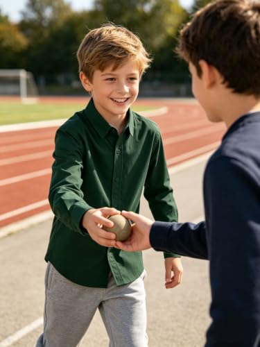 Image of DHTS Boys' Dress Shirts Toddle Boy Long Sleeve Uniform Shirt for Kids