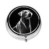 WBQLSL Runde Medizinbox mit abstraktem Hundemuster, mit 3 Fächern, leichte und tragbare Aufbewahrungsbox für Medikamente