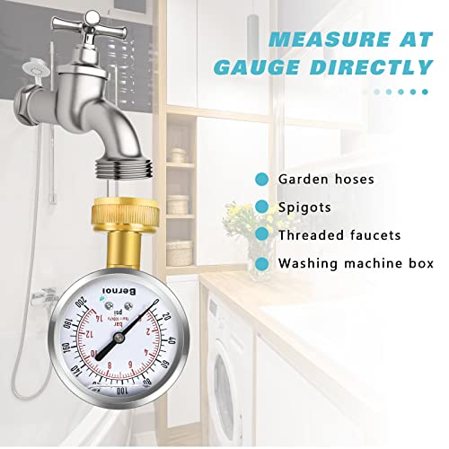 Manomètre d'eau 0-200 psi cadran 6,4 cm test pression tuyau laiton - 4