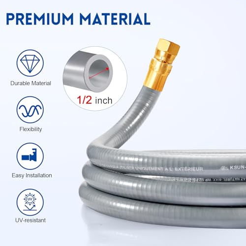 GasSaf 6 FT 1/2\" ID Natural Gas Grill Hose with Quick Connect Fitting, Natural Gas Conversion Kit Suitable for Gas Grill, Generator, Patio Heater and More (with Sealing Tape) - Thumbnail 7