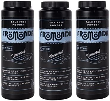 Fromonda (Soothe) Body Powder unscented (5 oz, Pack of 3) Unisex, Talc-Free, Anti-Chafing, Sweat Defense with Essential Oils