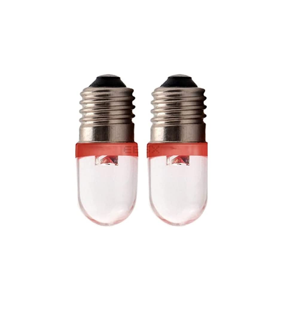 2X LED LIGHTS E10 RED 6V High Brightness Bulb Lamp Screw Car Position