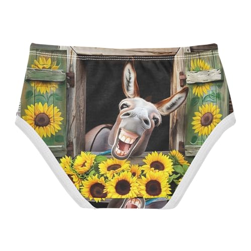 Humorous Donkey Rustic Wooden Little Girl Panties Toddler Underwear Custom Cotton Fun Briefs Undies Kids 2t2