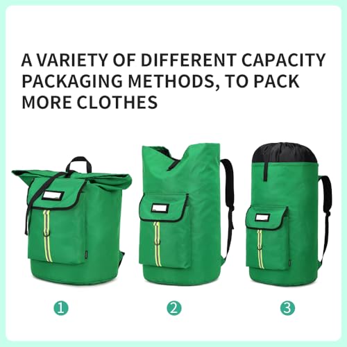 Image of Extra-Large Heavy Duty Laundry Bag Backpack - Drawstring Closure (Grass Green)
