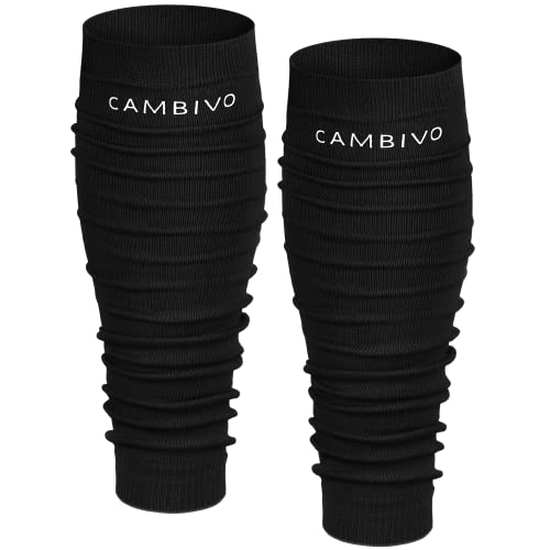 Cambivo Leg Sleeve For Men & Women, Football Calf Support- Footless Scrunch Socks For Running, Basketball, 1 Pair, Black #TOP18