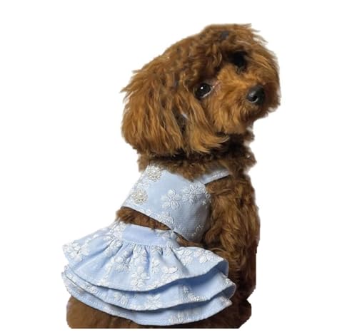 ISUPY 犬服 スカート 春夏 ペット服 かわいい ワンピース お姫様 ペットウェア ドッグウェア tシャツ 犬猫洋服 ファッション 人気 小中型犬 涼しい 通気性 脱毛保護 日焼き防ぐ 虫除け お散歩 記念撮影 (XL,ブルー)