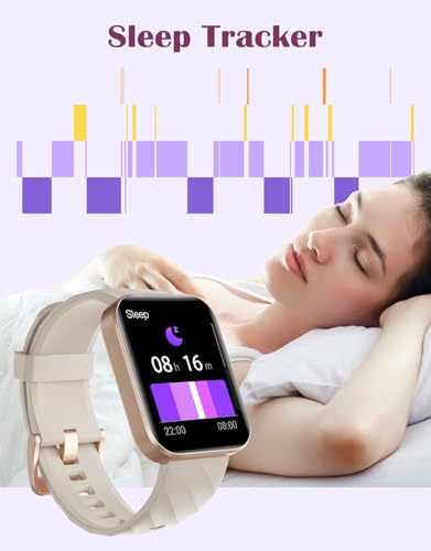 Image of RUIMEN Smart Watches for Women Men (Answer /Make Calls) Compatible with iPhone /Android Phones, 1.85 inch HD Screen Fitness Tracker Heart Rate Monitor 100+ Sports Tracker Watch Waterproof (Milky White)
